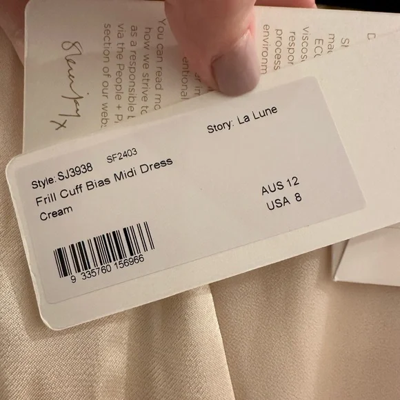 NWT Shona Joy La Lune Frill Cuff Bias Midi Dress in Cream size 8 - Picture 11 of 11